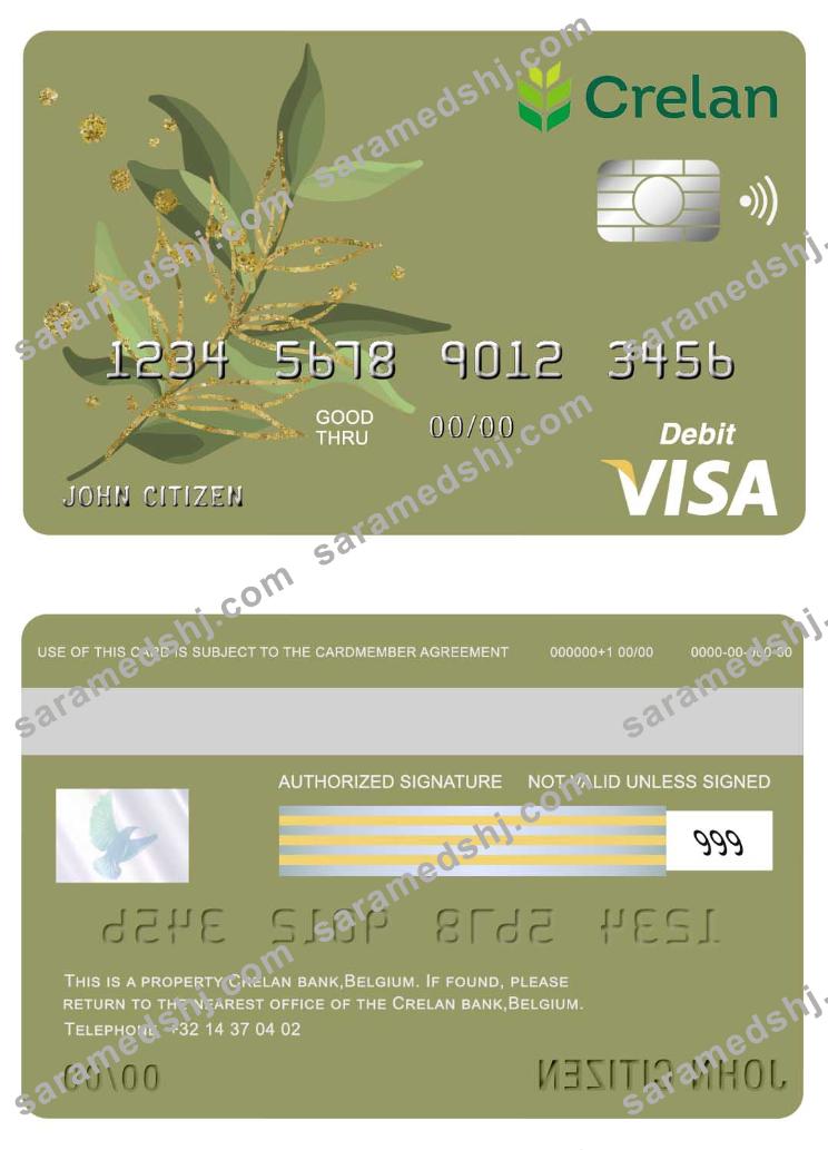 Belgium Crelan bank visa card